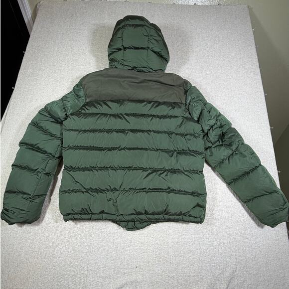 ADD Men 40 Green Duck Down Hooded Puffer Jacket Zip Snap Front Long Sleeve Warm - Picture 2 of 15